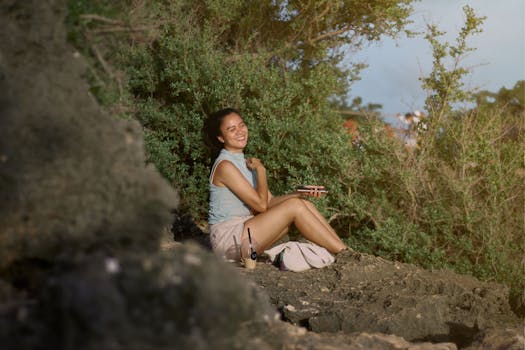 freelancer enjoying a break in nature