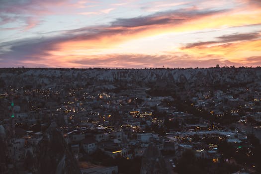 stunning view of a cityscape during sunset