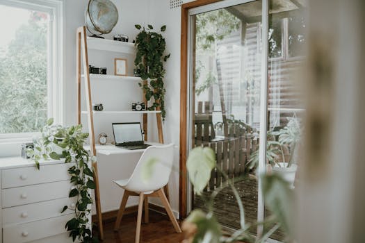 relaxing workspace with cozy chair