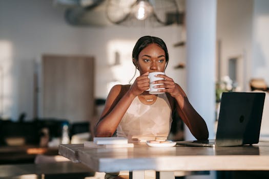 freelancer enjoying a break with a cup of coffee