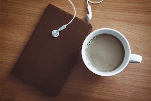 a peaceful writing space with a mug of coffee