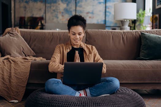 freelancer working in a cozy home office