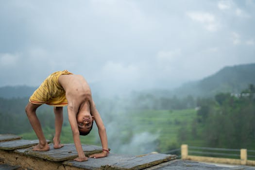 person practicing yoga in a peaceful setting