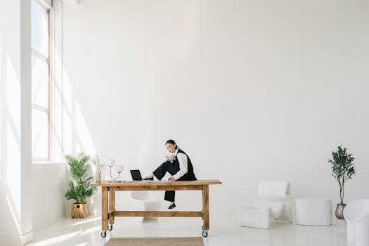 a bright office with plants