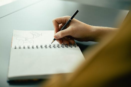 artist sketching in a notebook