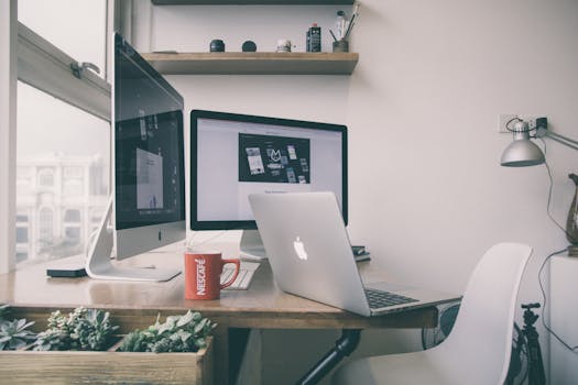 creative workspace with plants