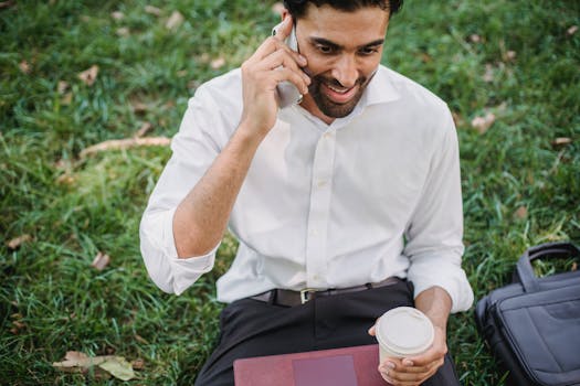 Freelancer enjoying a break in a park