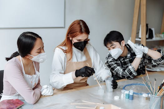 a group of artists participating in a self-care workshop